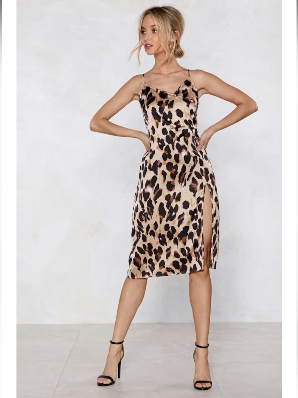 NASTYGAL | So Fierce Leopard Satin Slip Dress | Size 4 | Party Dress | 90s | Y2K